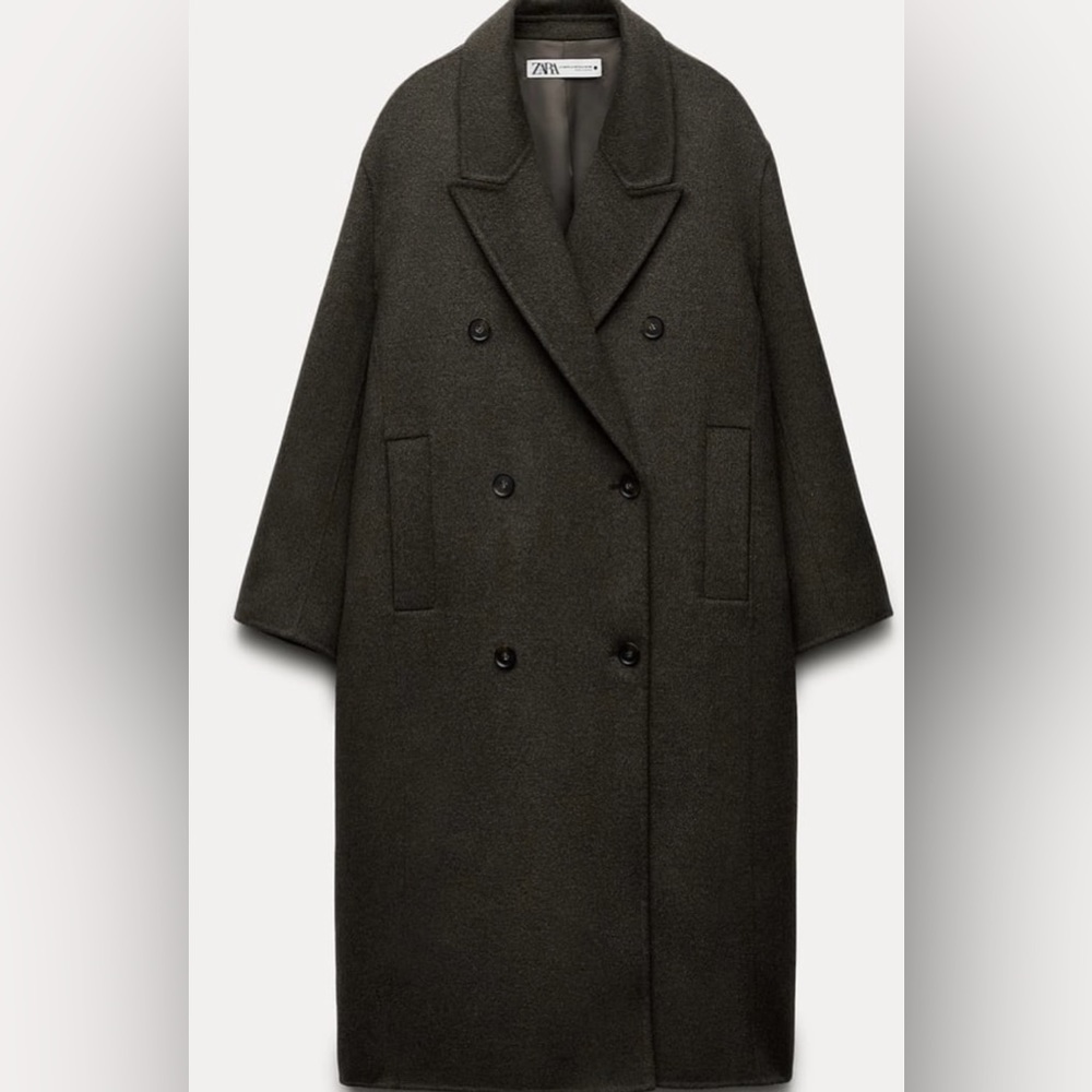 Double faced wool blend double breasted coat